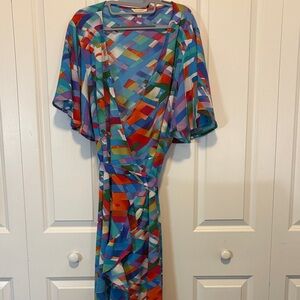 Colorful Geometric Pattern Wrap Dress